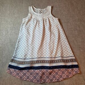 eyeshadow girls Sleeveless Lace Floral A-Line Dress White Blue Pink Size 8